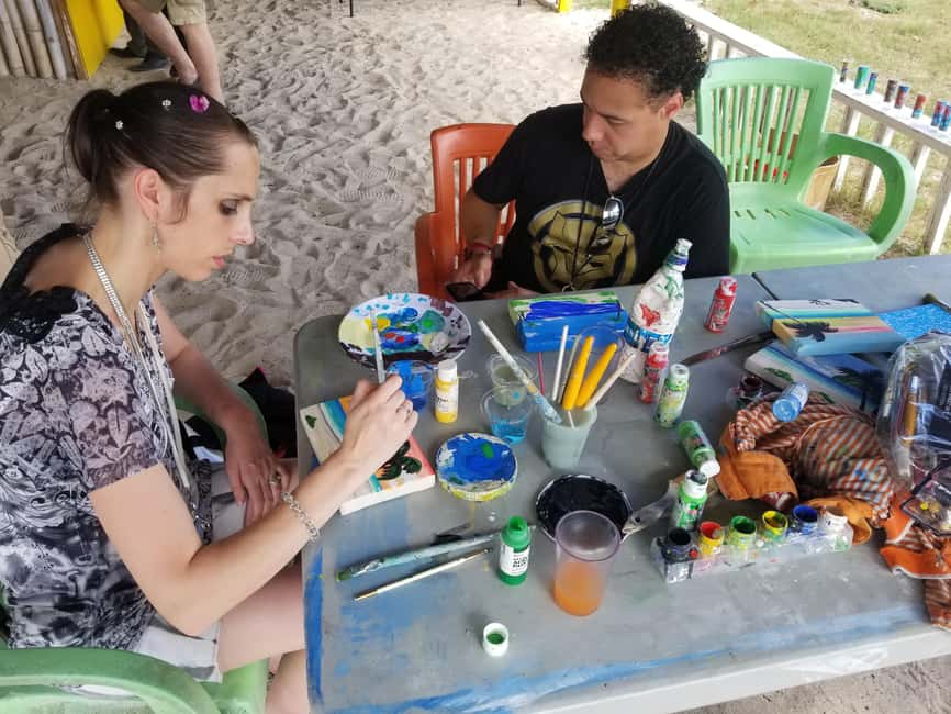 Sip & Paint with lunch on exciting Ffryes Tiki beach Bar - Entertainment plus beach time, the best mix for a one-day hit